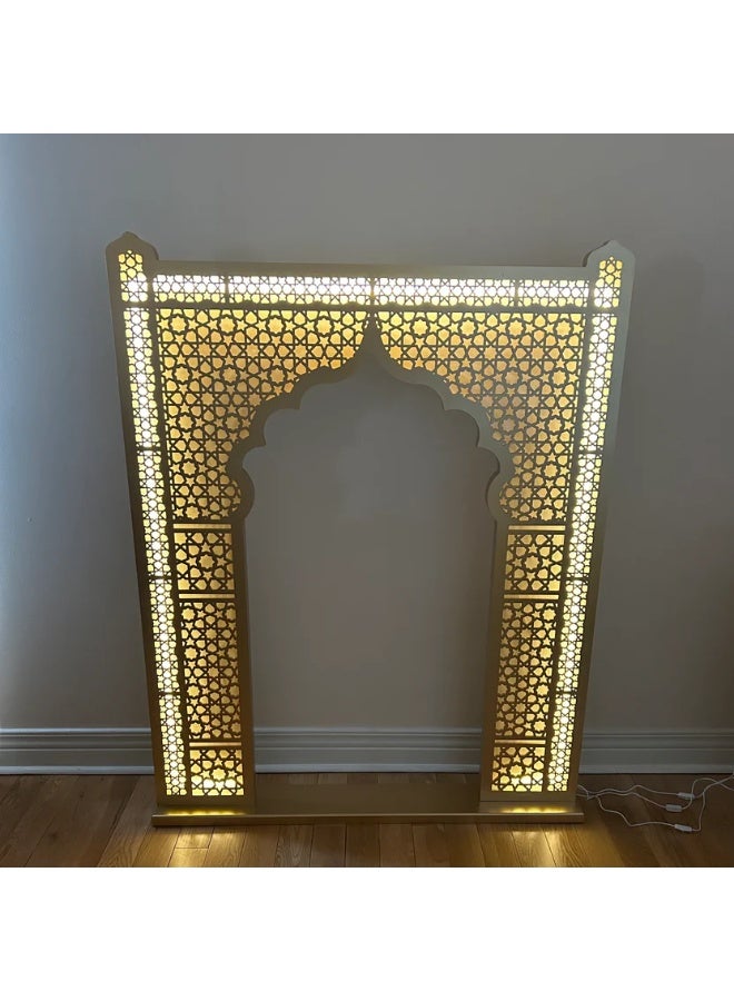 Mado Gallery Gold Wooden LED Decor Stand – Warm Light Ramadan & Eid Decoration, USB Powered, Perfect for Home & Prayer Corner - Image 5